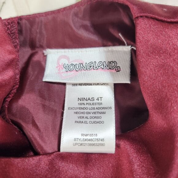 Youngland Dressy Burgundy Dress 4T - Picture 4 of 4